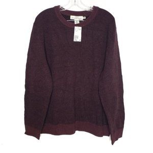 H&M Burgundy Wool Blend Crewneck Sweater